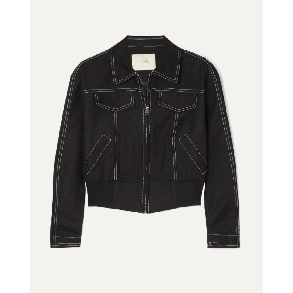 Maje cropped cotton-blend jacket